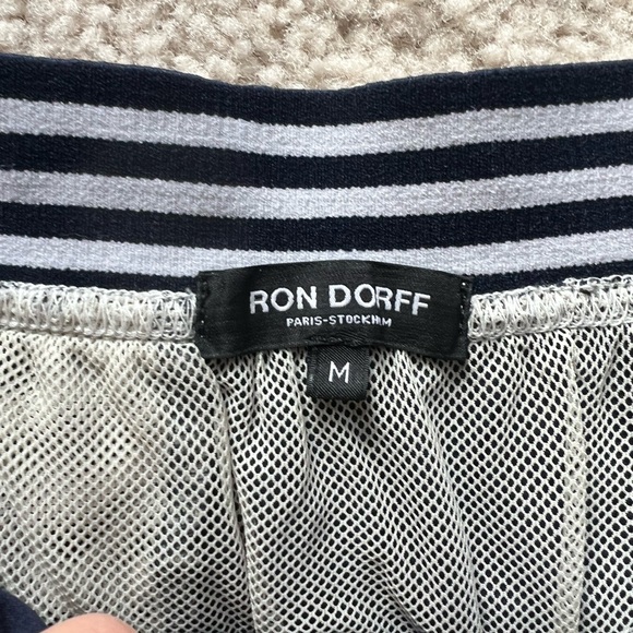 Ron Dorff Navy Blue Men's Swim Shorts with Striped Waistband - Picture 3 of 7